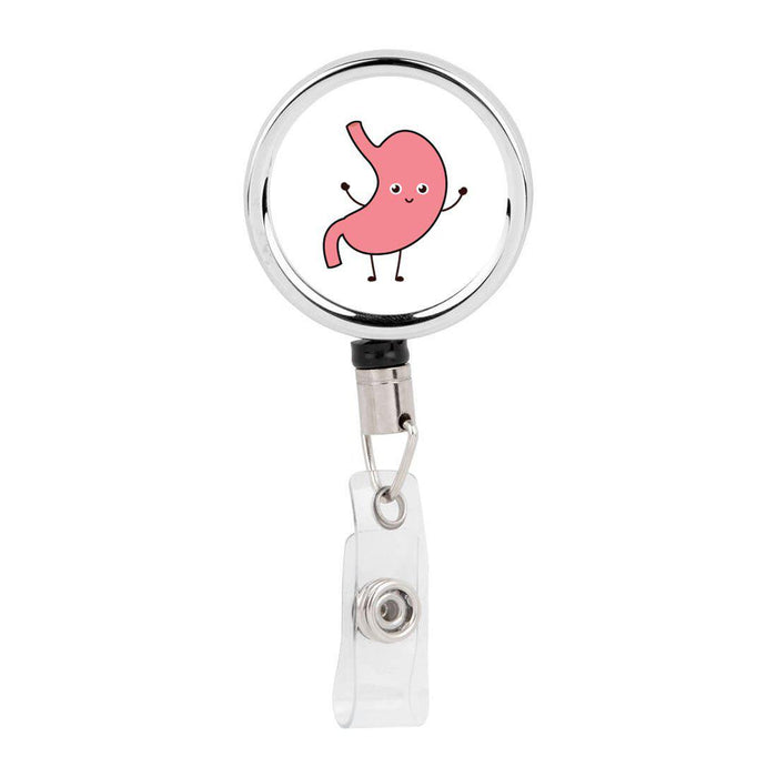 Andaz Press Retractable Badge Reel Holder with Clip, Lungs, Funny Cartoon Animated Organs, Size: Large, White