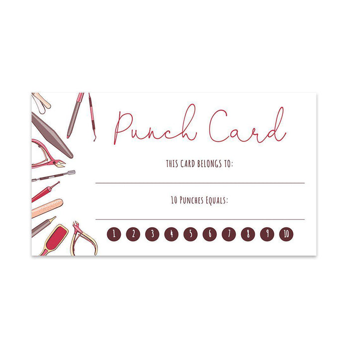 Reward Punch Cards, Loyalty Cards for Small Business Customers, Incentive Award Cards for Class-Set of 100-Andaz Press-Nail Salon-