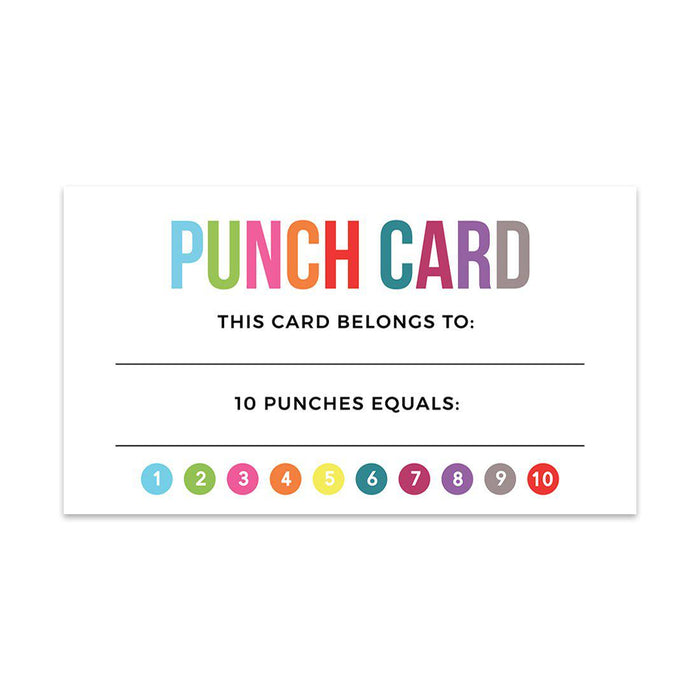 Reward Punch Cards, Loyalty Cards for Small Business Customers, Incentive Award Cards for Class-Set of 100-Andaz Press-Rainbow-