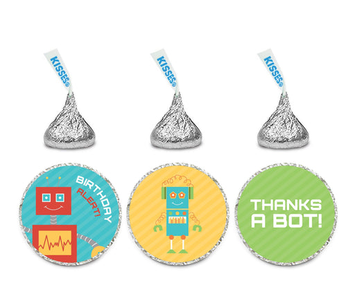 Robot Birthday Hershey's Kisses Party Favor Stickers-Set of 216-Andaz Press-Birthday Alert-