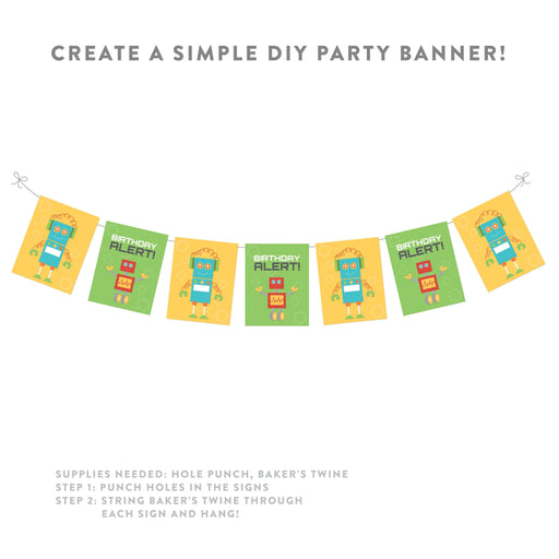 Robot Birthday Party Signs & Banner Decorations-Set of 20-Andaz Press-