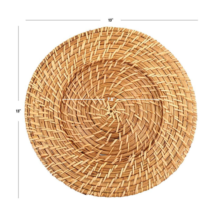 Round Rattan Charger Plates-Set of 4-Koyal Wholesale-Tan-