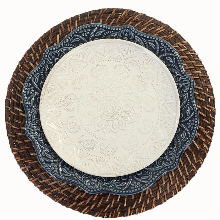 Round Rattan Charger Plates-Set of 4-Koyal Wholesale-Tan-