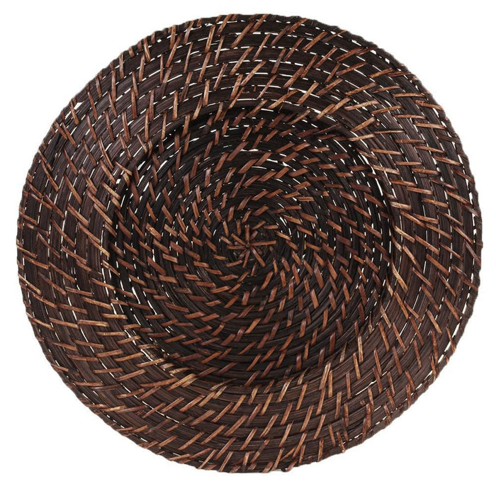 Round Rattan Charger Plates-Set of 4-Koyal Wholesale-Brown-