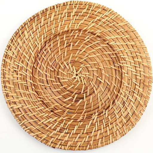 Round Rattan Charger Plates-Set of 4-Koyal Wholesale-Tan-