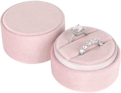 Round Velvet Ring Box-Set of 1-Koyal Wholesale-Blush Pink-