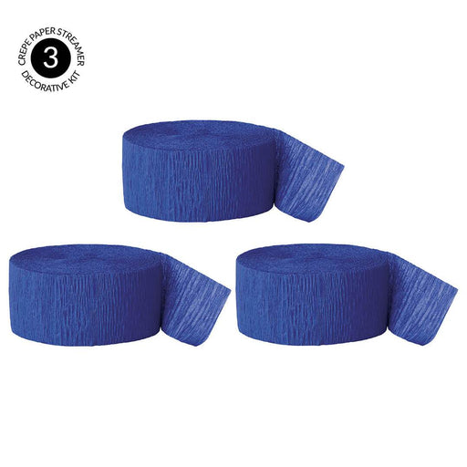 Royal Blue Crepe Paper Streamer Hanging Decorative Kit-Set of 3-Andaz Press-