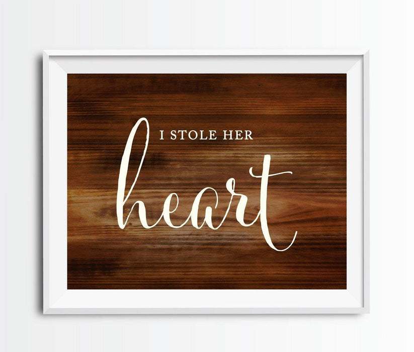 Rustic Wood Wedding Party Signs, 2-Pack-Set of 2-Andaz Press-I Stole Her Heart, So I'm Stealing His Last Name-