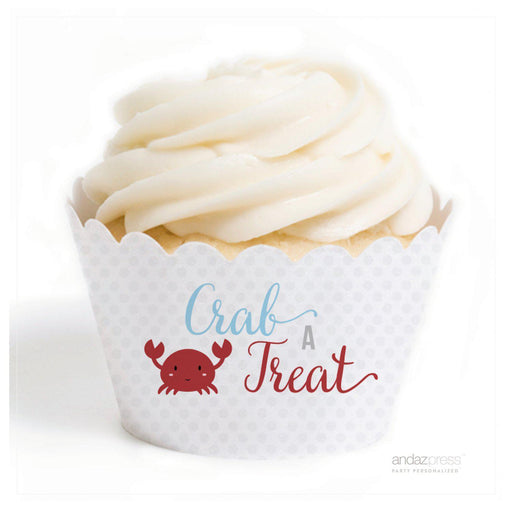 Sail Away Nautical Birthday Crab a Treat Cupcake Wrappers-Set of 24-Andaz Press-