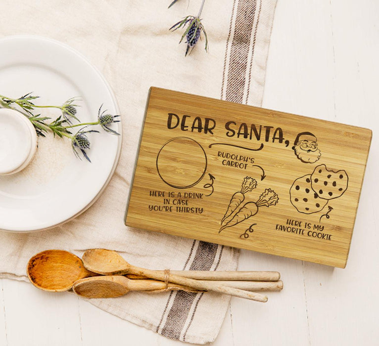 Santa Cookie Plate for Kids Dear Santa Tray Milk Cookie Treats for Santa Reindeer Christmas Board-Set of 1-Andaz Press-Dear Santa Claus Design-