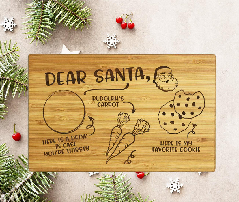 Santa Cookie Plate for Kids Dear Santa Tray Milk Cookie Treats for Santa Reindeer Christmas Board-Set of 1-Andaz Press-Dear Santa Claus Design-