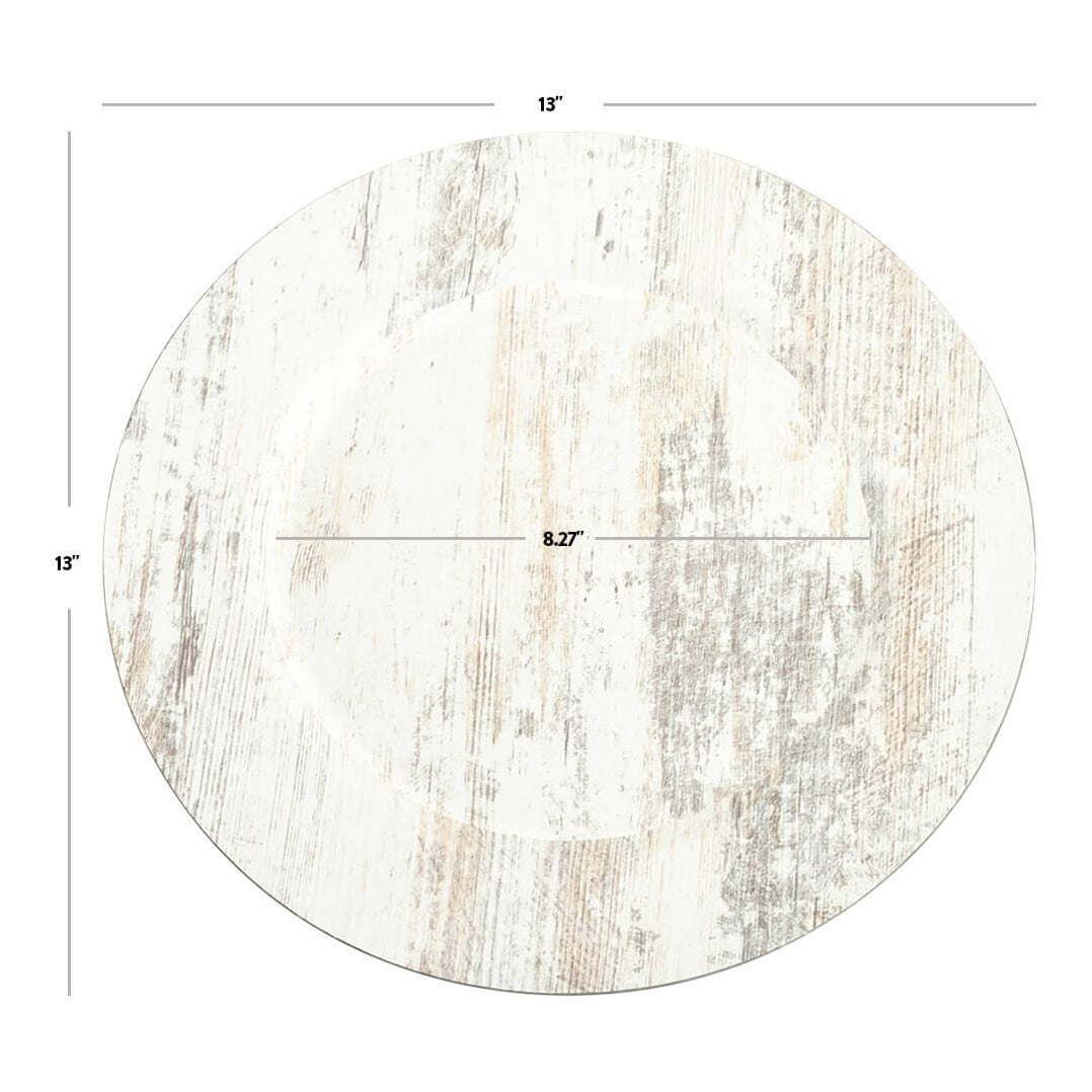 Shabby White Faux Wood Charger Plates