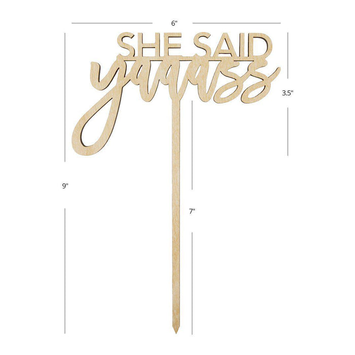 She Said Yaaaas Laser Cut Wood Cake Topper-Set of 1-Andaz Press-Natural-