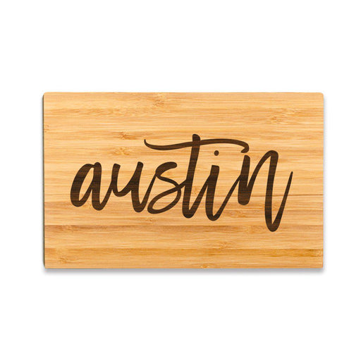 Small Engraved City Country Bamboo Wood Cutting Board, Calligraphy-Set of 1-Andaz Press-Austin-