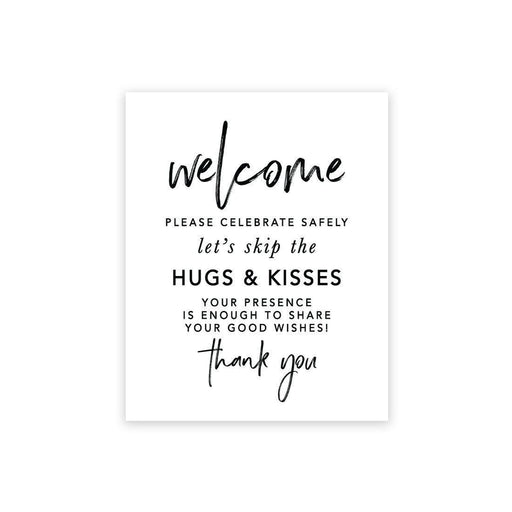 Social Distance Canvas Wedding Party Signs, Formal Black and White Canvas-Set of 1-Andaz Press-Celebrate Safely-