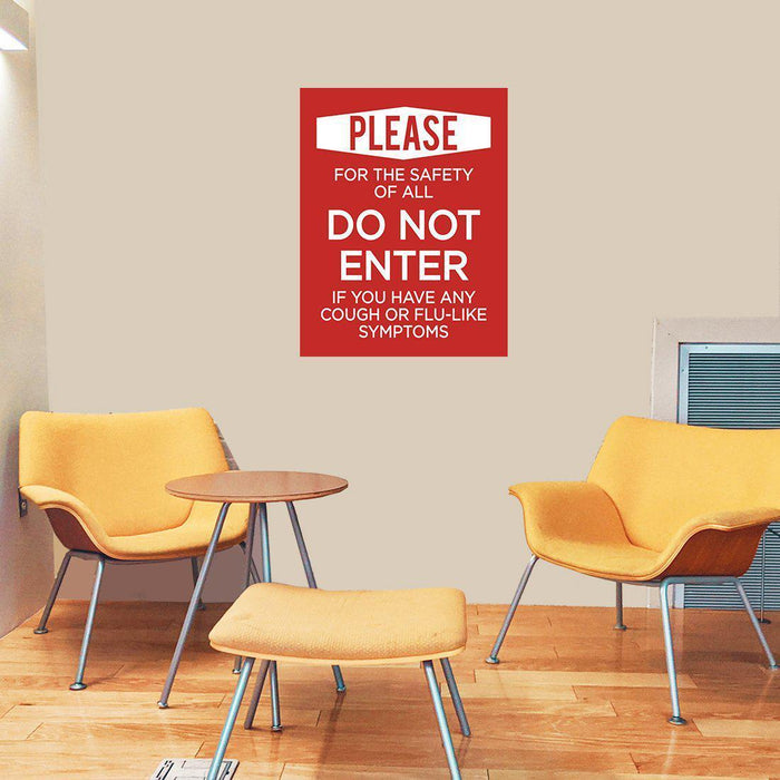 Social Distancing Do Not Enter If Symptoms, Round Business Signs, Vinyl Sticker Decals-Set of 10-Andaz Press-Symptoms-