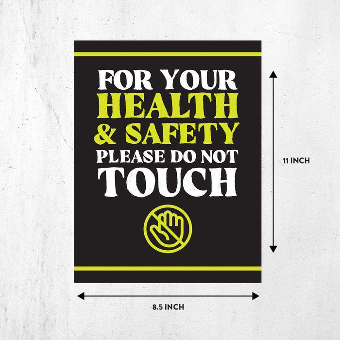 Social Distancing Rectangle Safety First For Your Health & Safety Business Signs, Vinyl Sticker Decals-Set of 50-Andaz Press-Please Do Not Touch Green/Black-