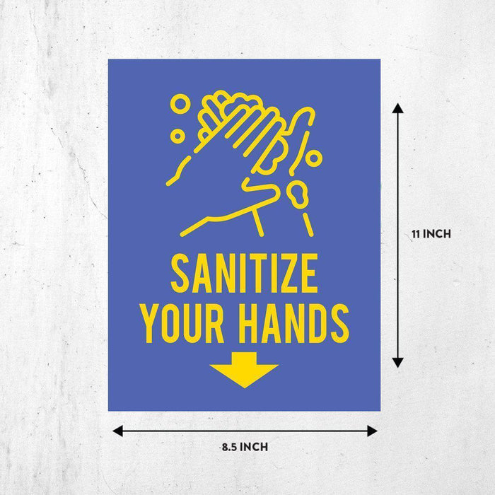 Social Distancing Rectangle Wash Your Hands Business Signs, Labels, Vinyl Sticker Decals-Set of 10-Andaz Press-Sanitize Your Hands-