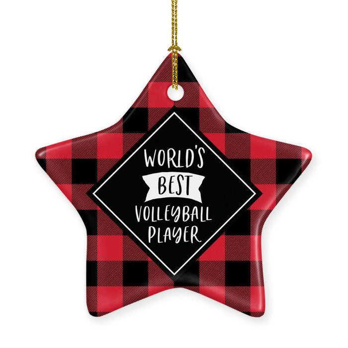 Sports Star Shaped Porcelain Christmas Tree Ornaments Collection 2-Set of 1-Andaz Press-Volleyball Player-