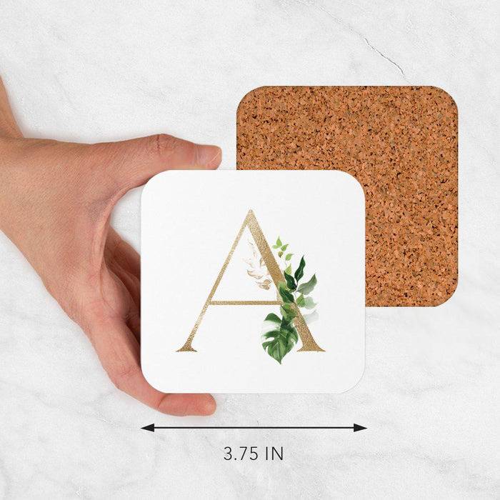 Square Coffee Drink Coasters Gift Set, Exotic Tropical Monogram-Set of 4-Andaz Press-A-