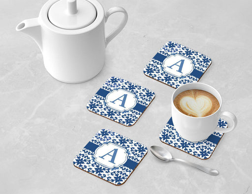 Square Coffee Drink Coasters Gift Set, Moroccan Monogram-Set of 4-Andaz Press-A-