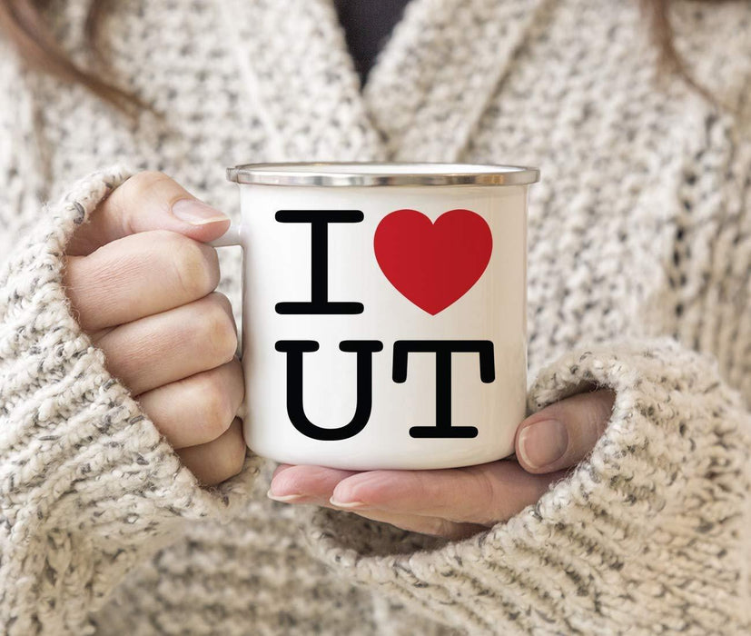 Stainless Steel Campfire Coffee Mug Gag Gift, I Love Utah, Heart Graphic-Set of 1-Andaz Press-