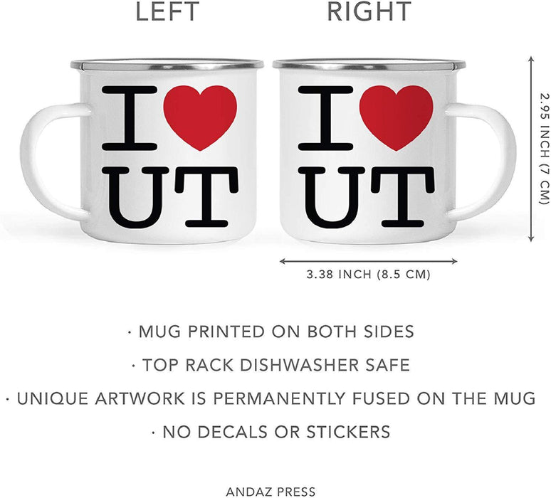 Stainless Steel Campfire Coffee Mug Gag Gift, I Love Utah, Heart Graphic-Set of 1-Andaz Press-