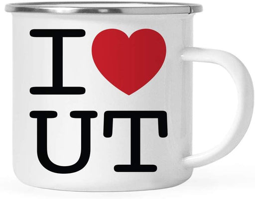 Stainless Steel Campfire Coffee Mug Gag Gift, I Love Utah, Heart Graphic-Set of 1-Andaz Press-