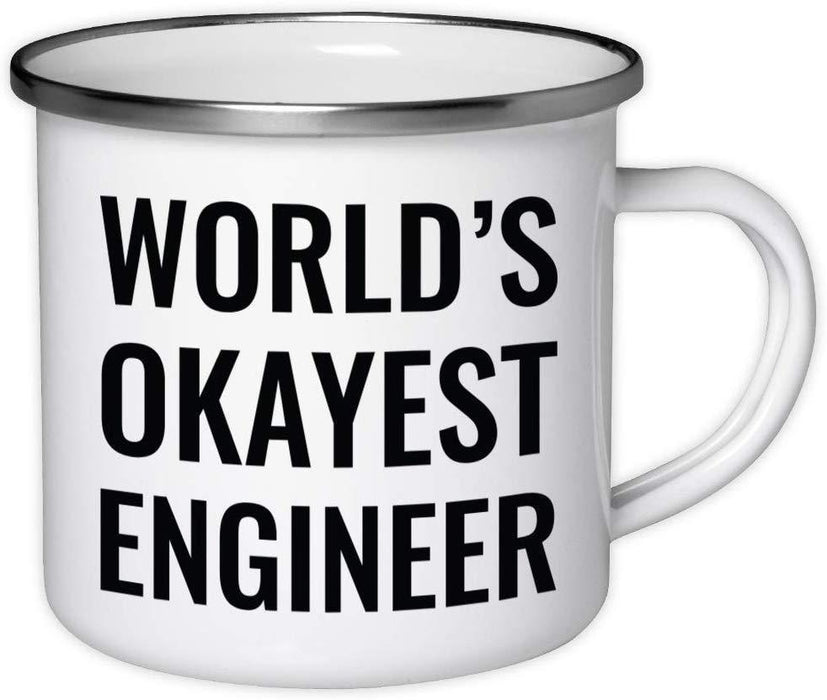 Stainless Steel Campfire Coffee Mug Gag Gift, World's Okayest Engineer-Set of 1-Andaz Press-