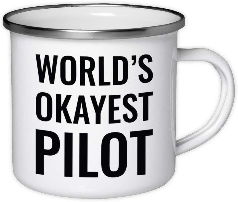 Stainless Steel Campfire Coffee Mug Gag Gift, World's Okayest Pilot-Set of 1-Andaz Press-