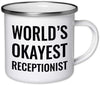 Stainless Steel Campfire Coffee Mug Gag Gift, World's Okayest Receptionist-Set of 1-Andaz Press-