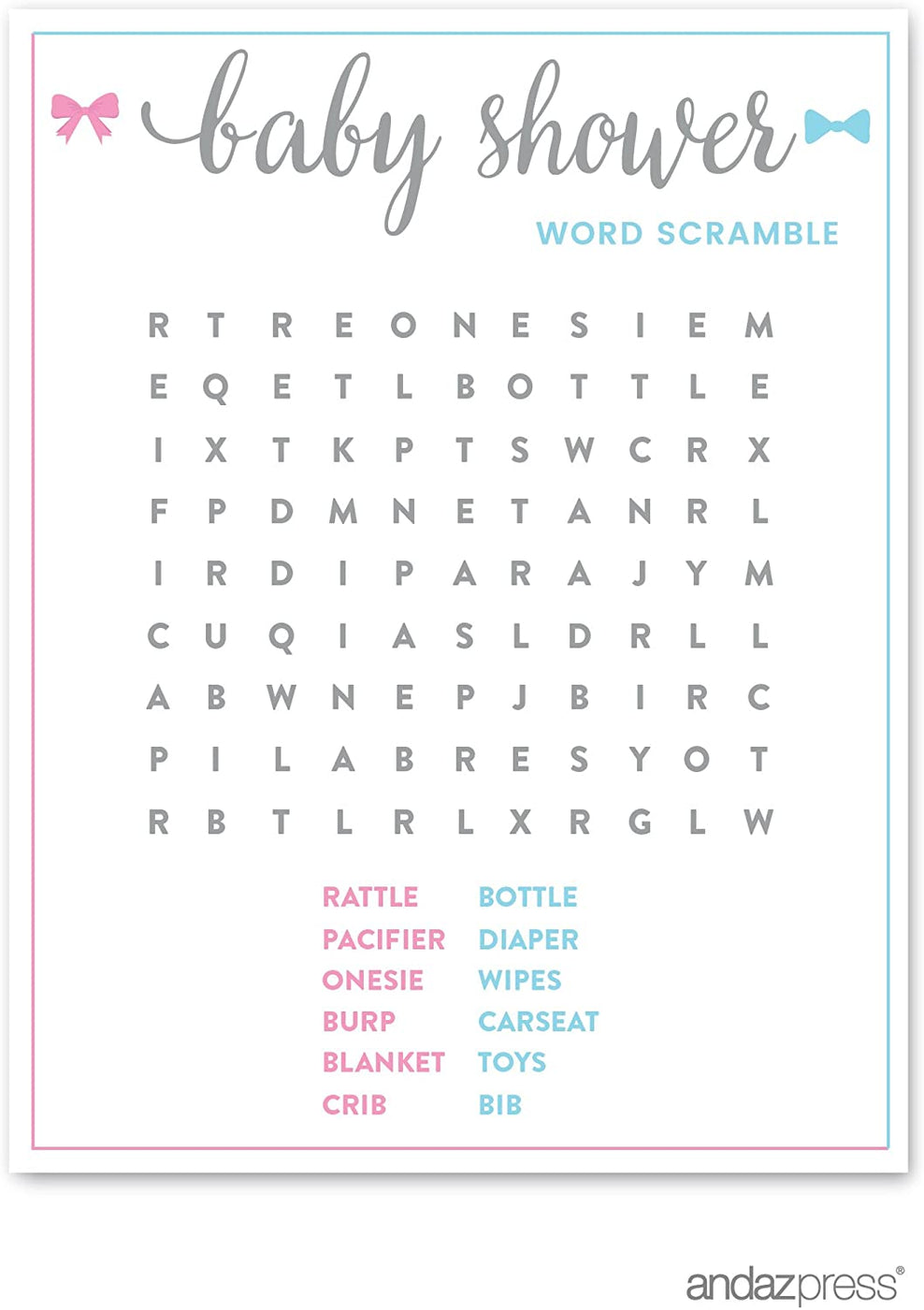 Team Pink/Blue Gender Reveal Baby Shower Games & Fun Activities