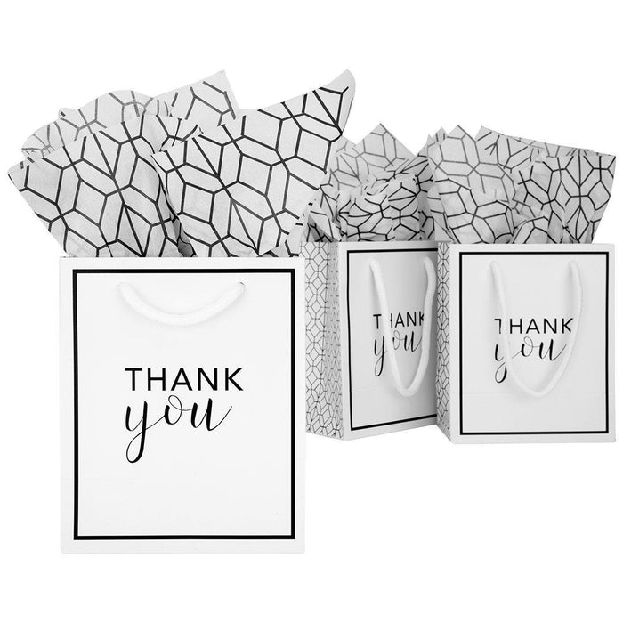 Thank You Party Favor Gift Bags-Set of 25-Andaz Press-White-