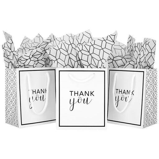 Thank You Party Favor Gift Bags-Set of 25-Andaz Press-White-