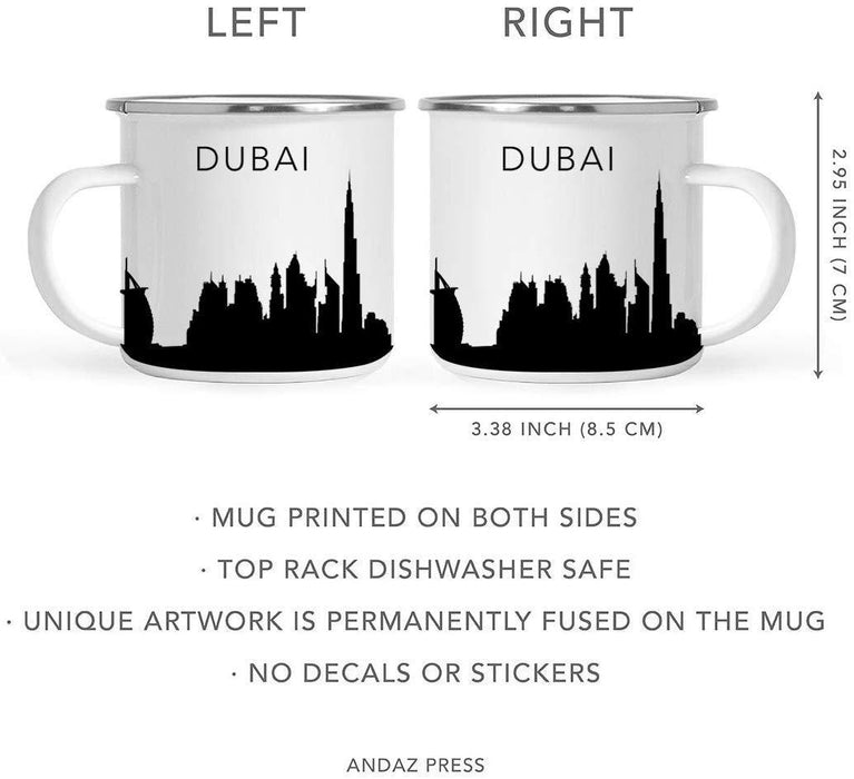 Tourist Travel Souvenir Stainless Steel Campfire Coffee Mug Gift, Dubai Skyline-Set of 1-Andaz Press-