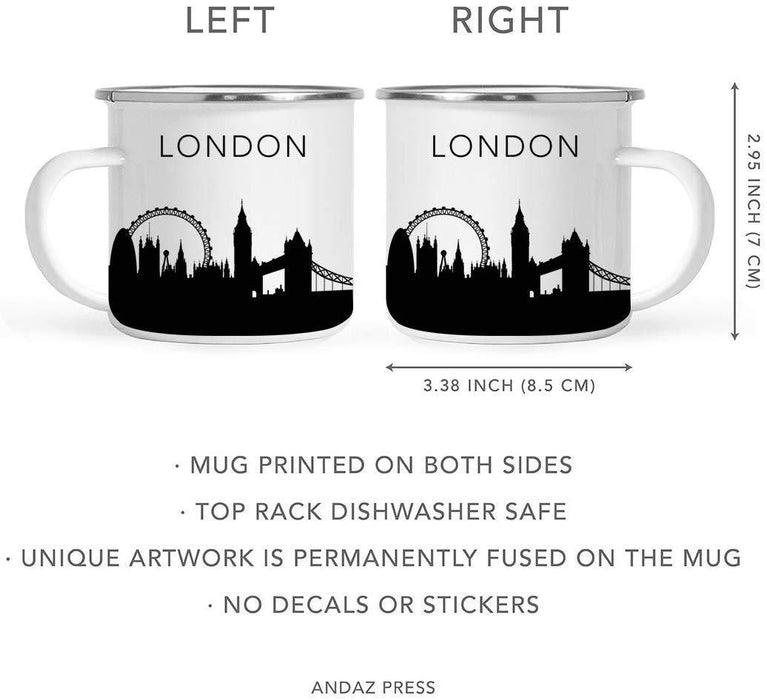 Tourist Travel Souvenir Stainless Steel Campfire Coffee Mug Gift, London Skyline-Set of 1-Andaz Press-