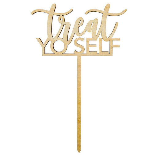 Treat Yo Self Laser Cut Wood Cake Topper-Set of 1-Andaz Press-Natural-