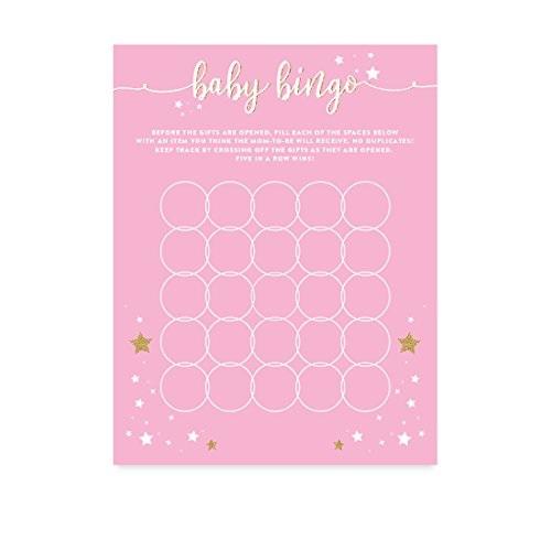 Twinkle Twinkle Little Star Pink Baby Shower Game Cards-Set of 20-Andaz Press-Baby Bingo-