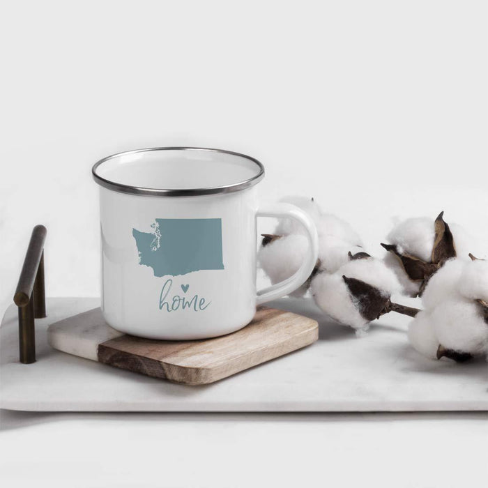 US State Stainless Steel Campfire Coffee Mug Gift, Aqua Home Heart, Washington-Set of 1-Andaz Press-