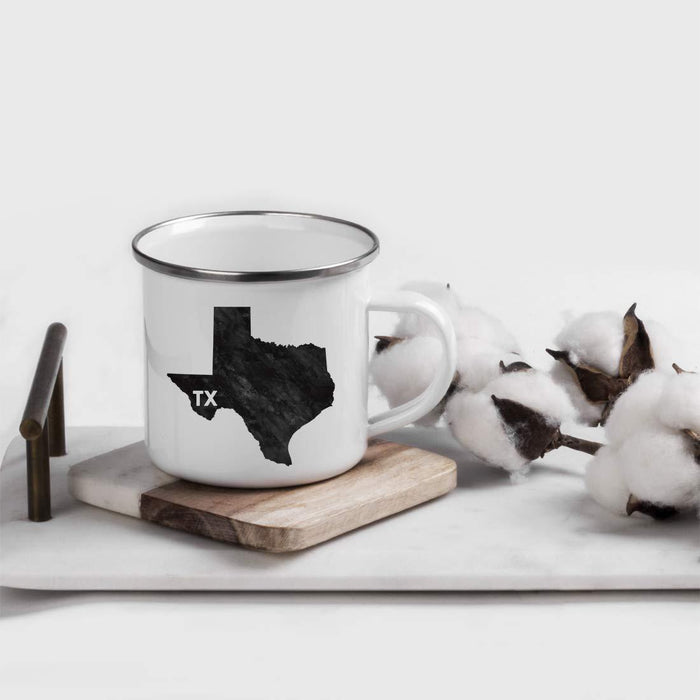 US State Stainless Steel Campfire Coffee Mug Gift, Modern Black Grunge Abbreviation, Texas-Set of 1-Andaz Press-