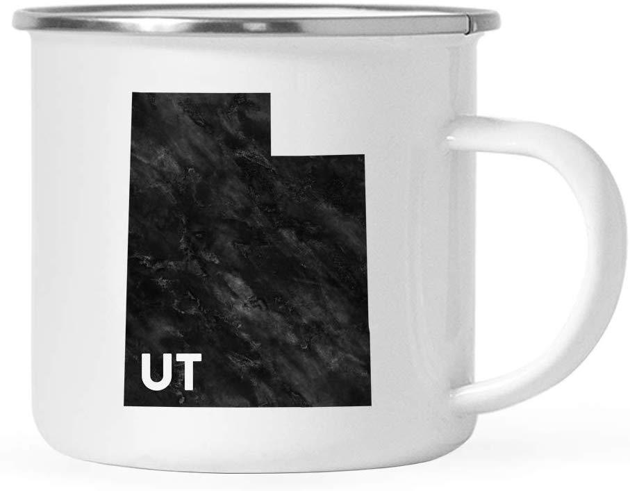 US State Stainless Steel Campfire Coffee Mug Gift, Modern Black Grunge Abbreviation, Utah-Set of 1-Andaz Press-