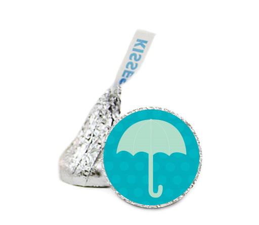 Umbrella Hershey's Kiss Baby Shower Stickers-Set of 216-Andaz Press-Boy-