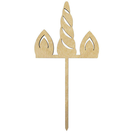 Unicorn Head Laser Cut Wood Cake Topper-Set of 1-Andaz Press-Natural-