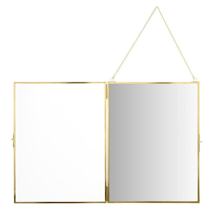 Vertical Rectangle Wall Photo Mirror With Chain-Set of 1-Koyal Wholesale-Gold-