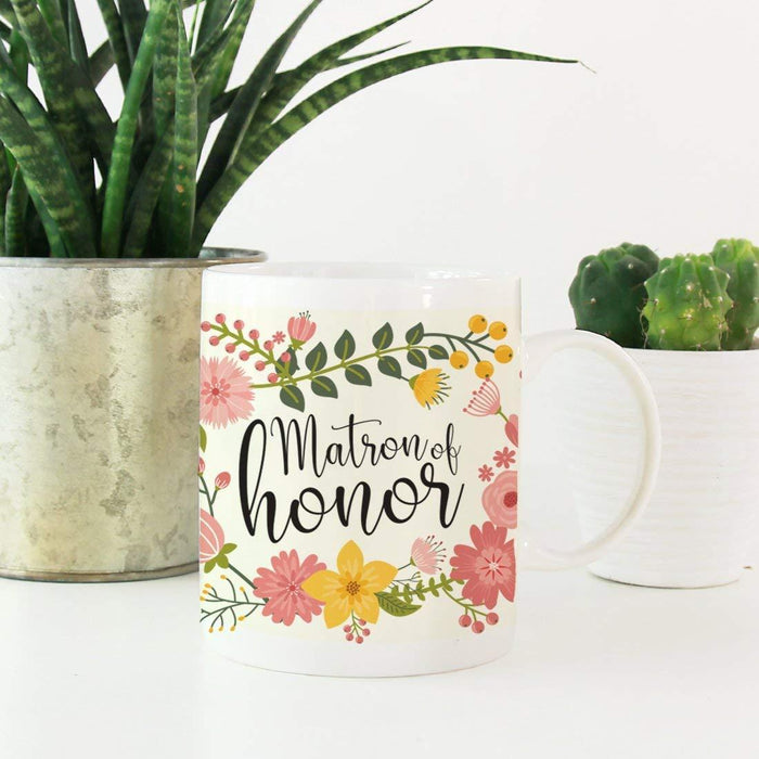 Wedding Floral Flowers Coffee Mug Gift, Matron of Honor-Set of 1-Andaz Press-