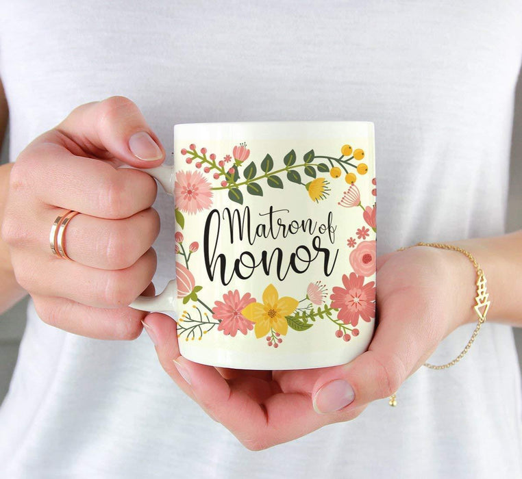 Wedding Floral Flowers Coffee Mug Gift, Matron of Honor-Set of 1-Andaz Press-