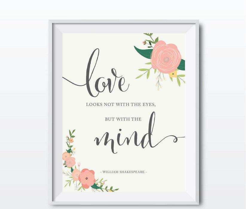 Wedding Love Quote Wall Art, Floral Roses Print-Set of 1-Andaz Press-Every heart sings a song...Plato-