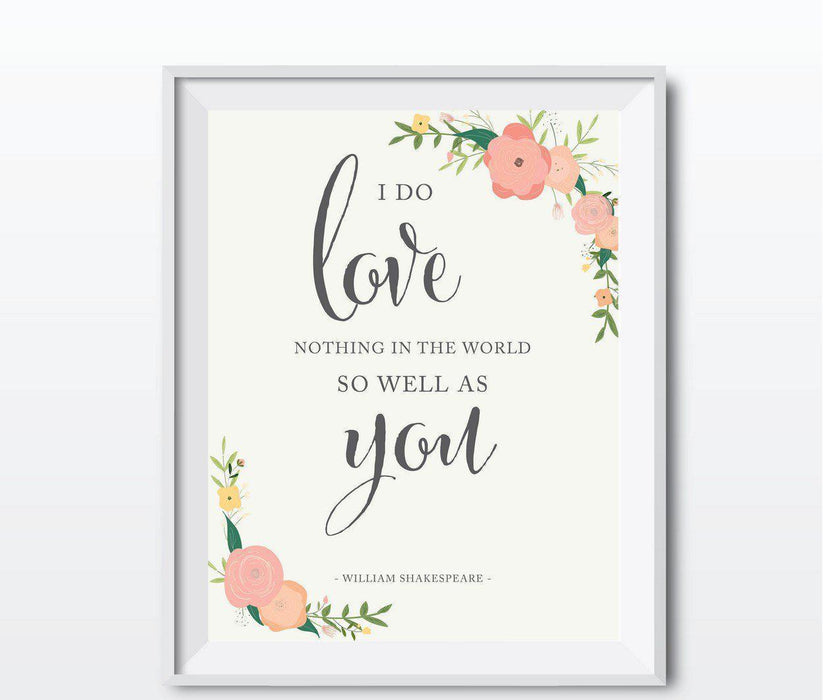 Wedding Love Quote Wall Art, Floral Roses Print-Set of 1-Andaz Press-Every heart sings a song...Plato-