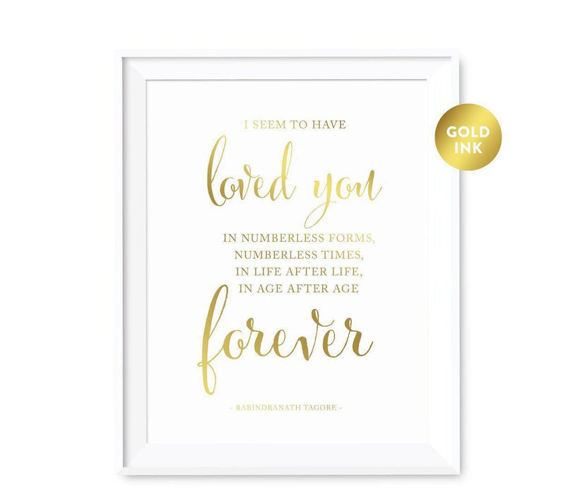 Wedding Love Quote Wall Art, Metallic Gold Ink Print-Set of 1-Andaz Press-Every heart sings a song...Plato-