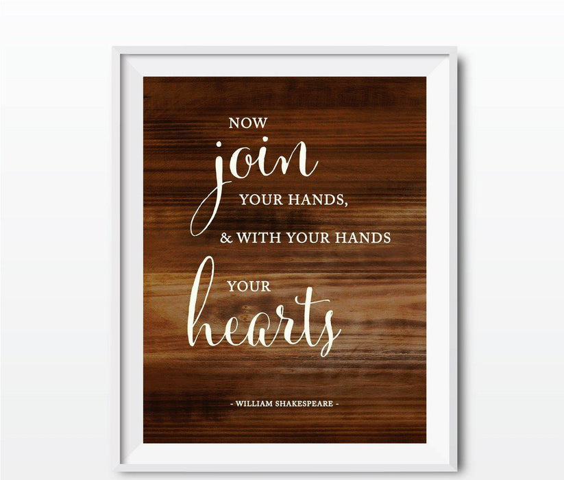 Wedding Love Quote Wall Art, Rustic Wood Poster Prints-Set of 1-Andaz Press-Every heart sings a song...Plato-